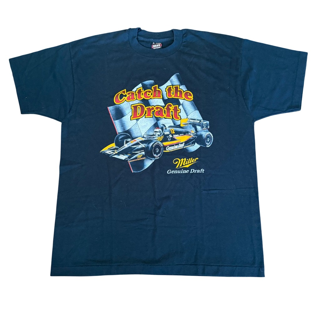Vintage Miller Genuine Draft Racing T-Shirt XL Catch the Draft IndyCar 90s USA